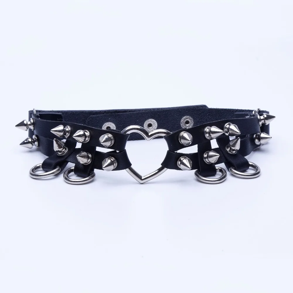 Массивное ожерелье готический чокер кожаные заклепки новинка 2016 Чокеры в стиле