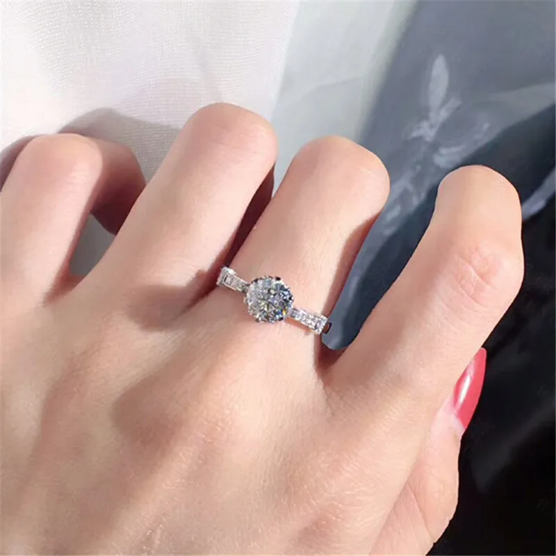 CC обручальные кольца для женщин Твердое Серебро 925 пробы круглый кубический