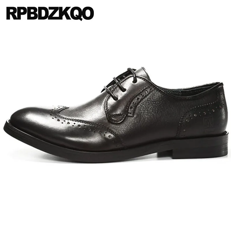 Retro Dress Black Party British Style Italy Brogue Real Leather Men Brush Oxfords Wingtip European Custom Handmade Shoes Italian | Обувь