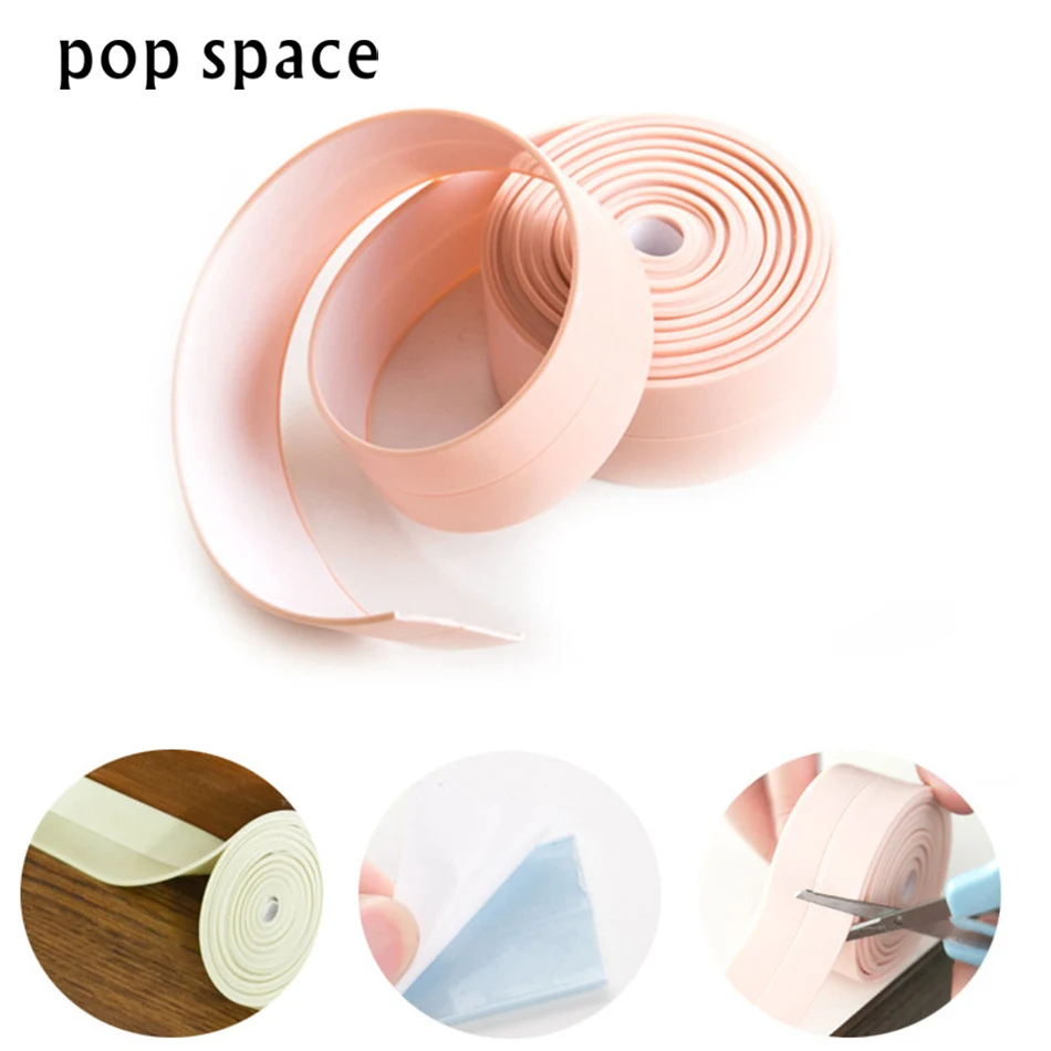 3cmX2.55m Self Adhesive Waterproof Mildew Anti-moisture Tape Wall Corner Stickers PVC Sticker Kitchen Accessories |