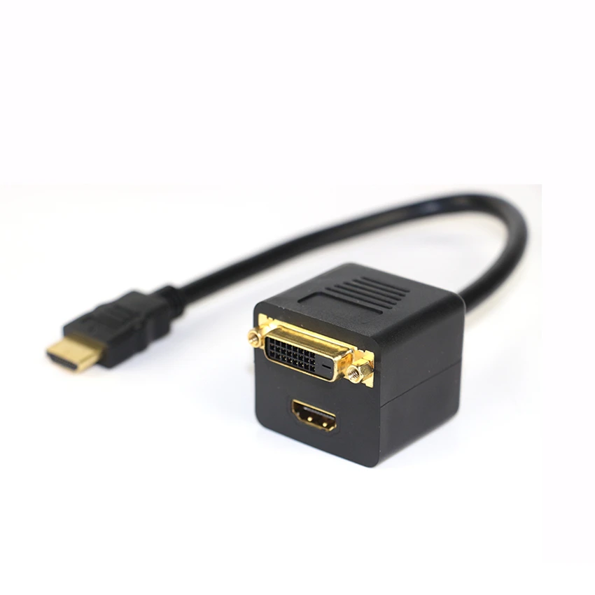 Горячий Новый сплиттер DVI от 1 до 2 портов HDTV Female + 24 Y адаптер кабеля для ПК |