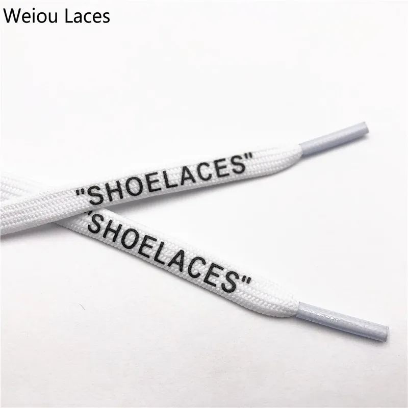 Weiou бренд Off White плоские полиэфирные шнурки печать "шнурки" Зеленый Оранжевый OW подписанные совместно беговые шнурки на заказ - Цвет: 1722	White 130cm