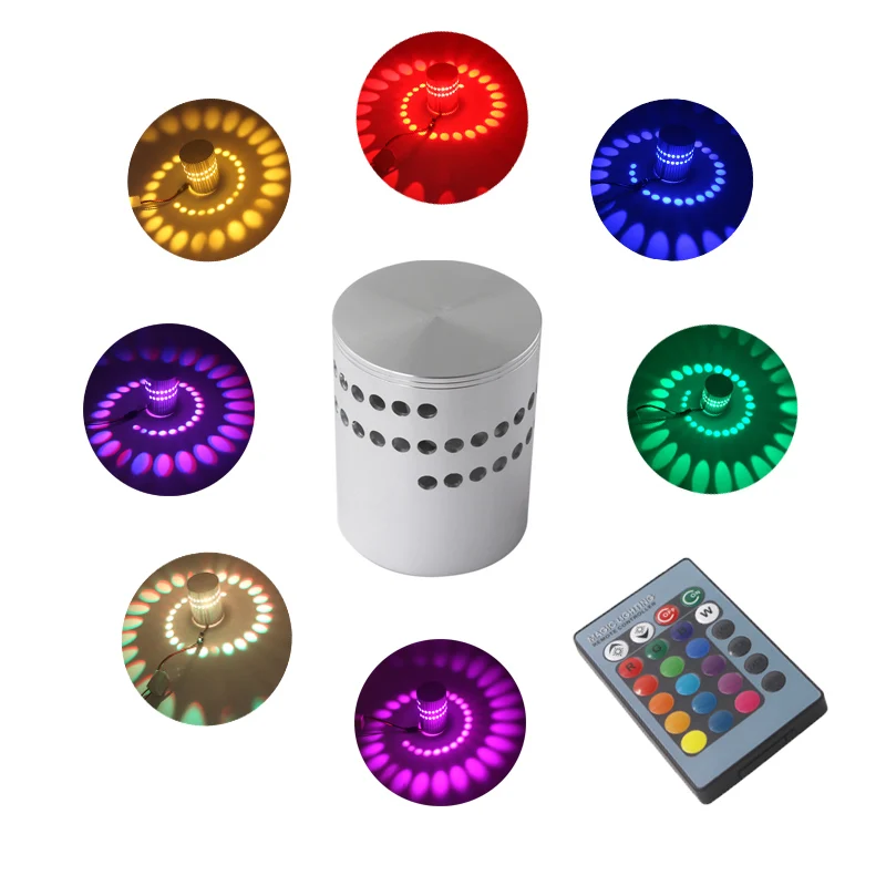 RGB спиральный с отверстиями светодиодный настенный светильник пультом