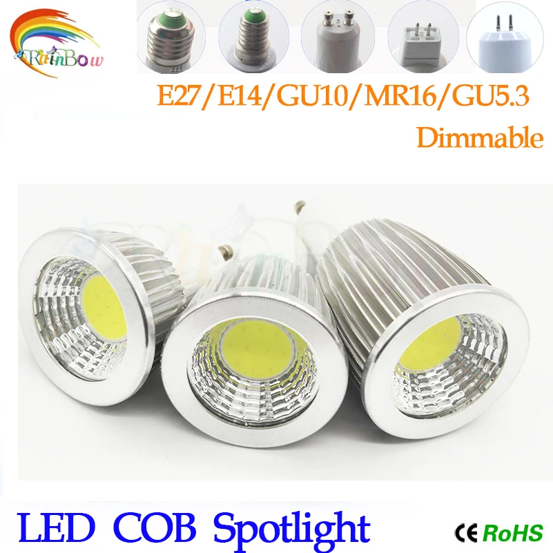 Светодиодная лампочка GU10 COB LED Spot светильник E14 E27 светодиодная с регулируемой