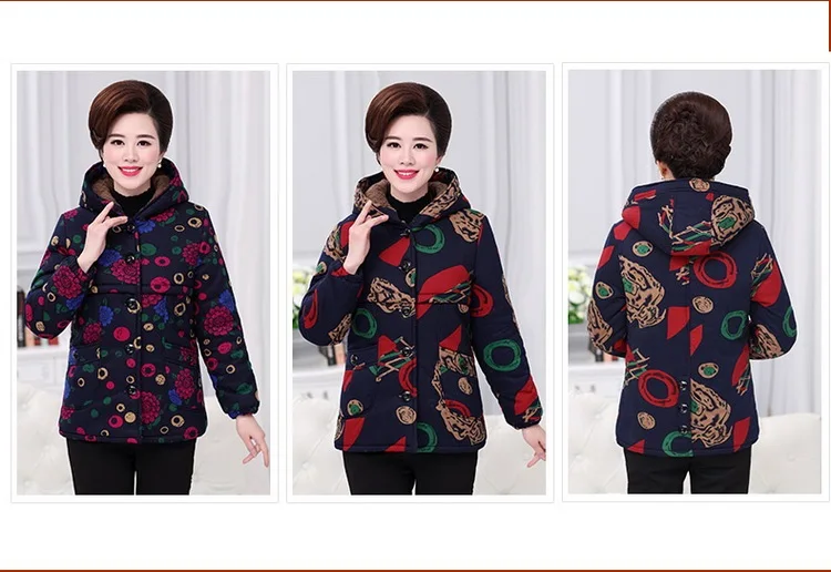 Large size Winter jacket Middle-aged women's clothing NEW Add wool Warm cotton-padded jacket Thickening Women winter coat K2902