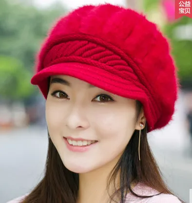 

Super warm Fashion hat cap for women Rabbit hair berets All-match AA0003