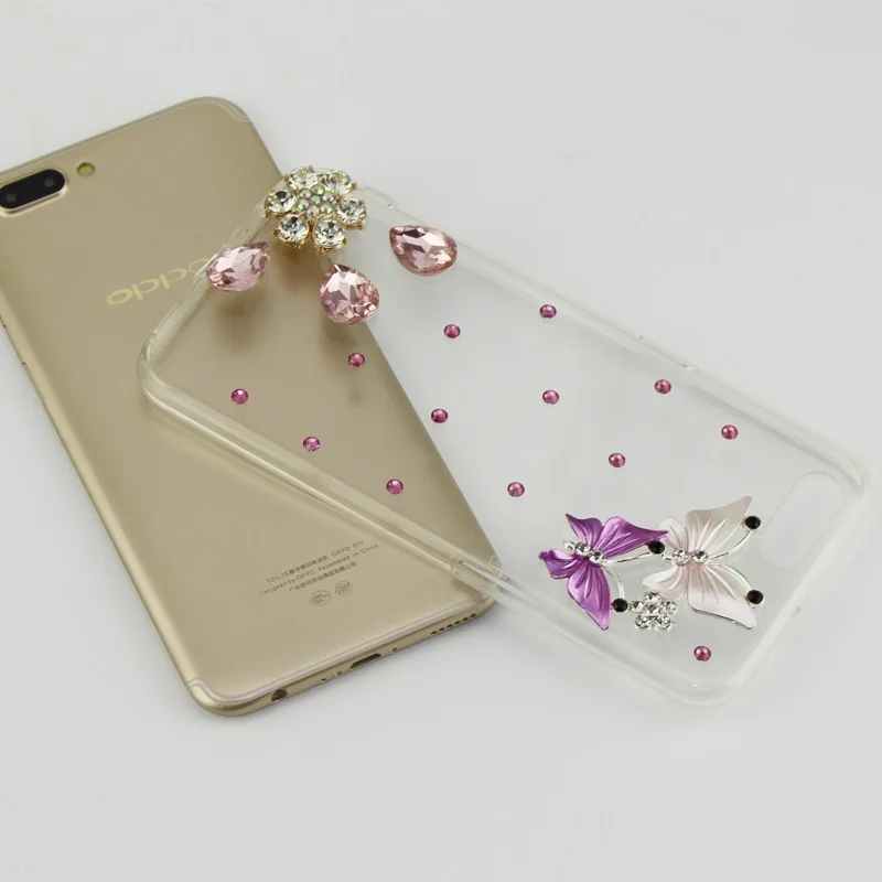 Блестящий блестящий чехол со стразами для iPhone X 5 SE 6 6S 6Plus 7 8 Plus милый 3D бабочка с