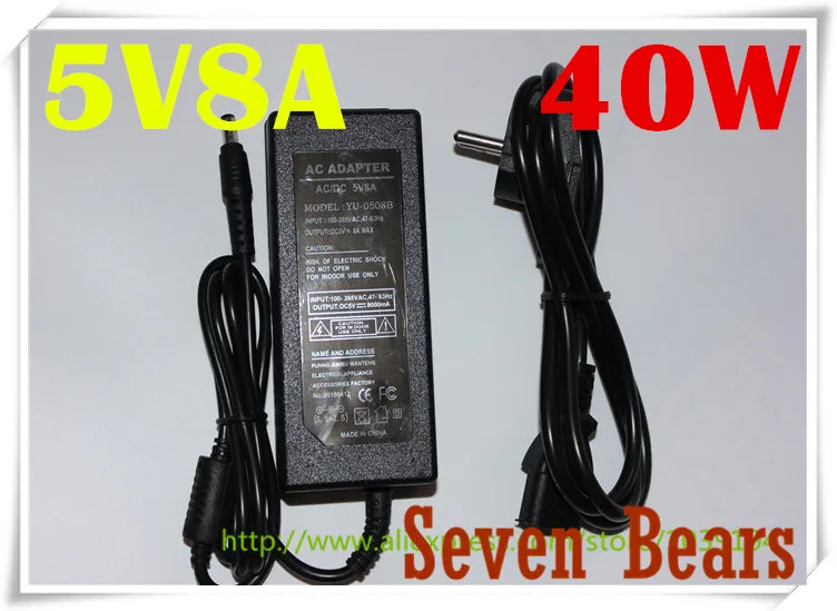 1 шт. Бесплатная доставка AC 100-240 В до DC 5 В 8A адаптер питания 40 Вт Зарядное устройство для светодиодных лент светильник кабелем вилки США/ЕС/Великобритания/Австралия 1 шт. Бесплатная доставка AC 100-240 В до DC 5 В 8A адаптер питания 40 Вт Зарядное устройство для светодиодных лент светильник кабелем вилки США/ЕС/Великобритания/Австралия