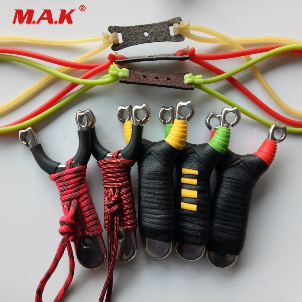 

Slingshot in Stainless Steel with Random Colors has Rubber Band for Outdoor Archery Shooting Hunting Activity