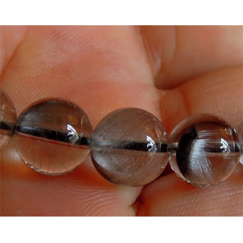 Natural Silver Brookite Rutilated Quartz Stretch Bracelet Round Beads 9mm | Украшения и аксессуары