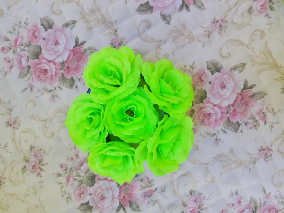 50 шт./зеленый цветок 8 см искусственный шелковые головки розы для свадьбы