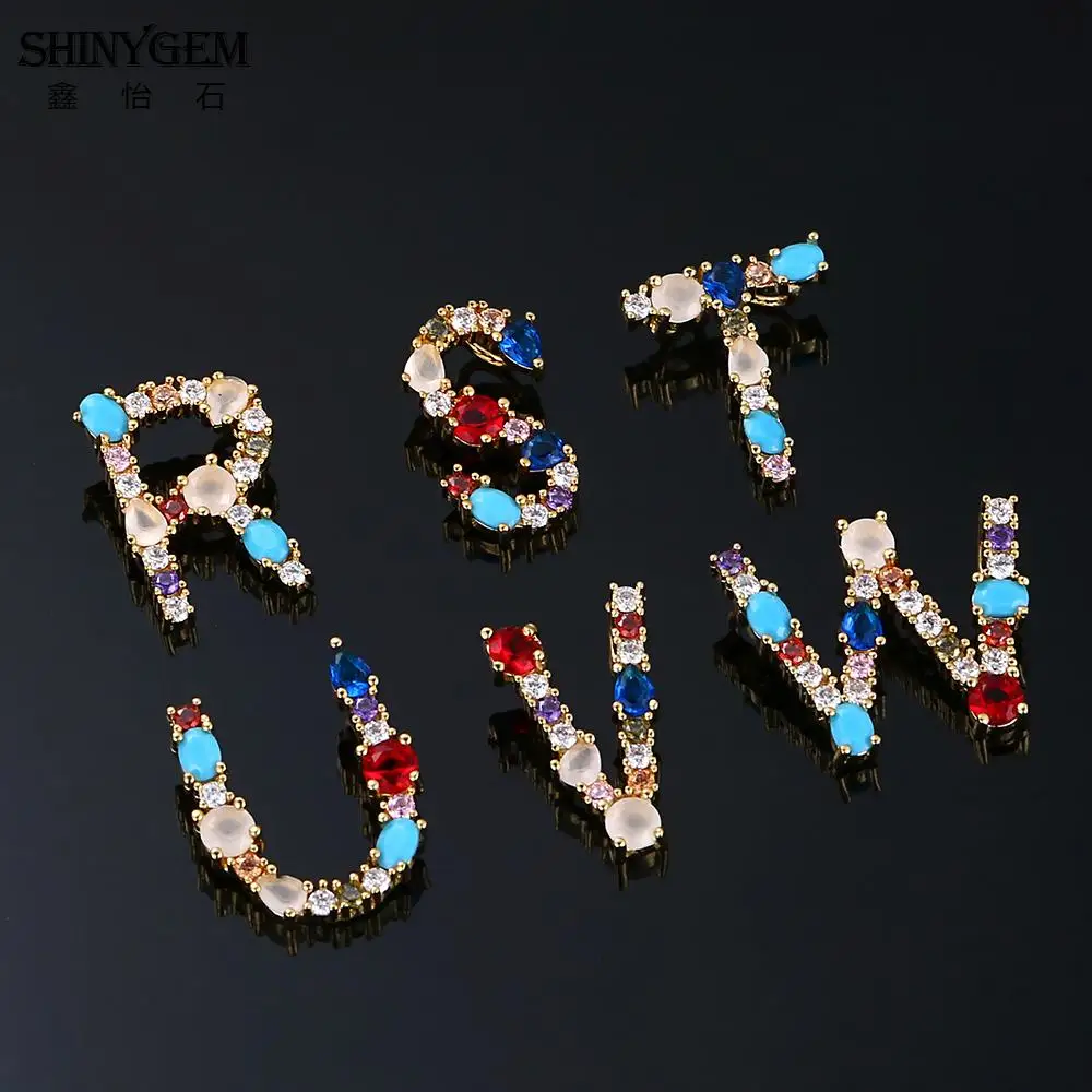 ShinyGem Радужное ожерелье с 26 буквами богемное фианитами и кристаллами