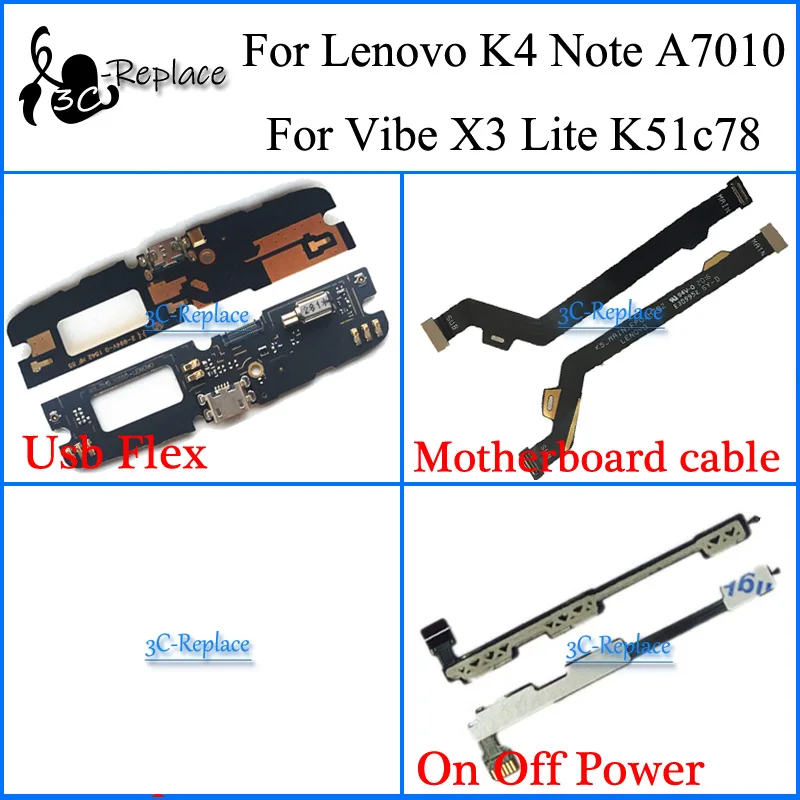 Для lenovo K4 note A7010/для lenovo Vibe X3 Lite K51c78 материнская плата кабель USB зарядное устройство Зарядка вкл/выкл гибкий кабель питания и громкости кабель