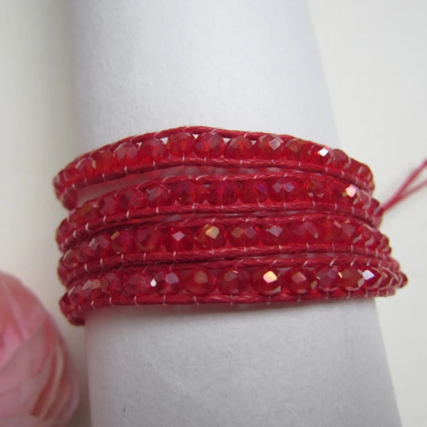 Бесплатная доставка! Рождественский браслет с красным граненым кристаллом и