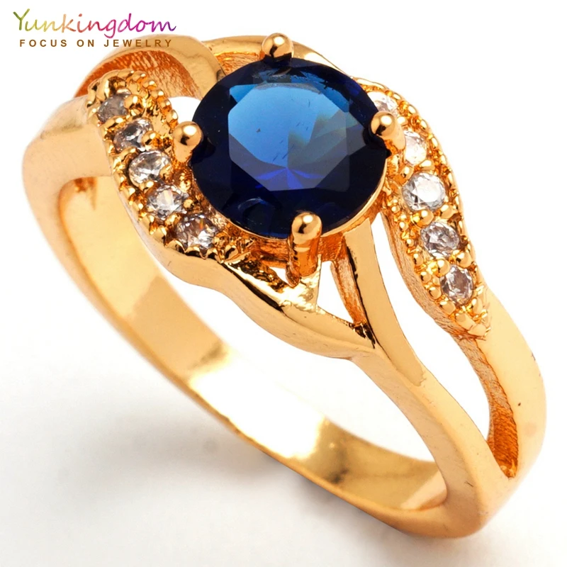 Yunkingdom модные свадебные кольца для женщин с голубым кристаллом и кубическим