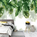 3D обои, Современные Настенные рисунки растений с зелеными листьями, для гостиной, спальни, кабинета, ресторана, обои для стен, декор 3 D