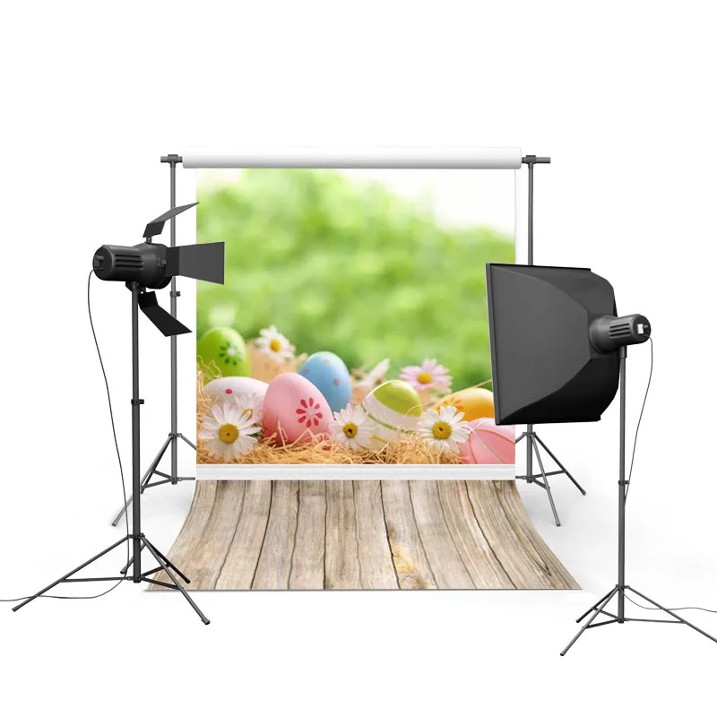 Весенний Пасхальный фон для фотосъемки 3X5ft деревянный пол яйца боке зеленая