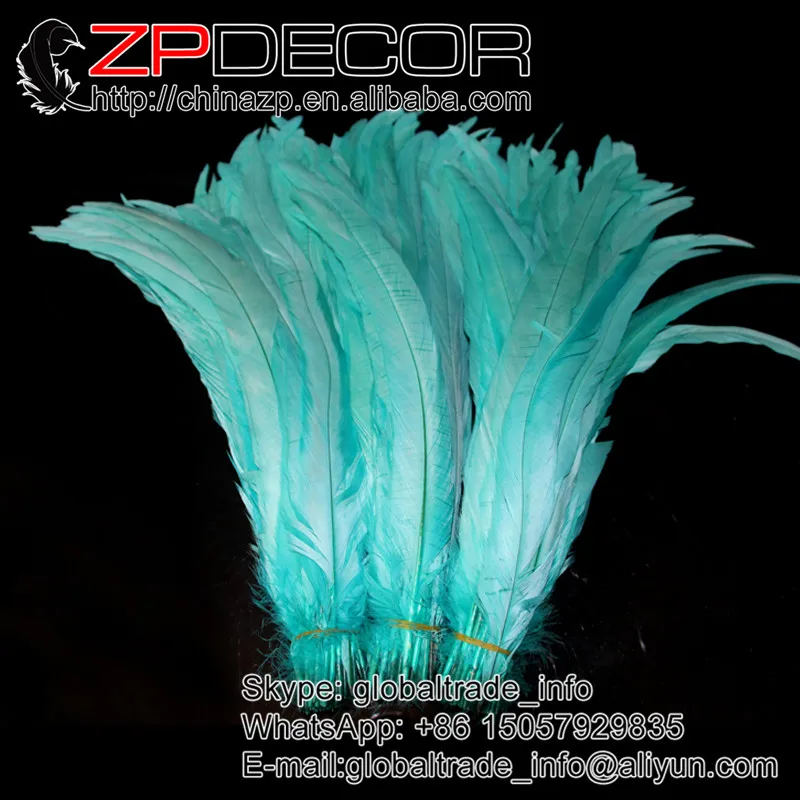 ZPDECOR шт./лот 100 35-40 см(14-16 дюймов) достаточный запас цветов петух хвост перья для карнавала украшения - Цвет: light blue