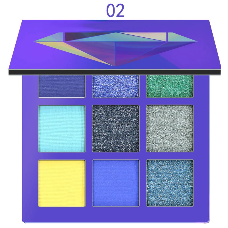 9 цветов блестящие тени для макияжа Pallete матовые век Палитра мерцающие и алмазные