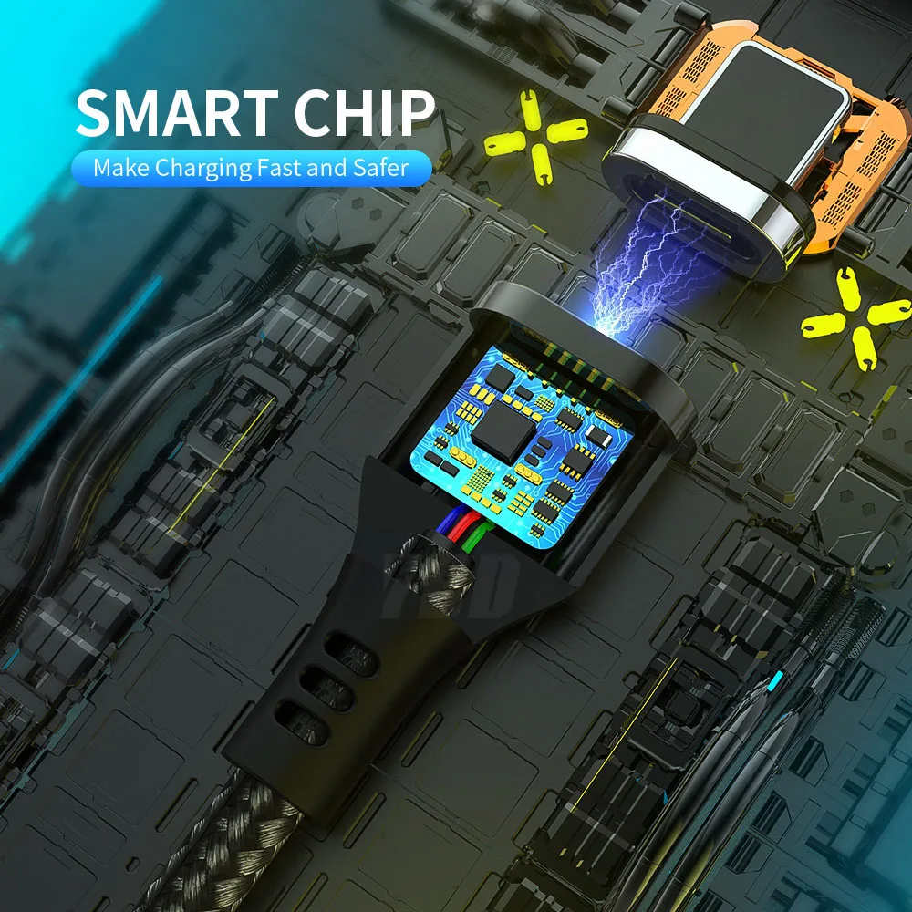 Кабель Micro USB YBD с магнитным зарядным устройством для Samsung iPhone/USB кабель Type c зарядки
