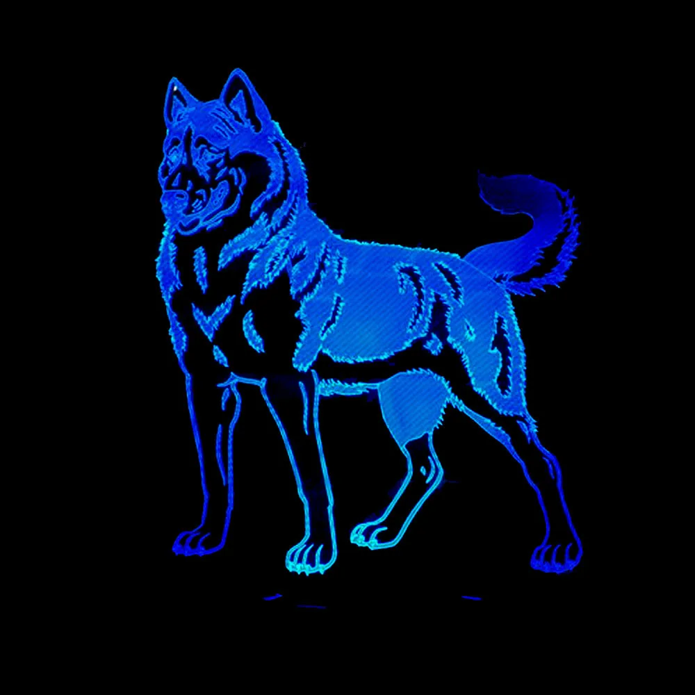 Новая собака добермана Led 3d светильник 7 красочный сенсорный пульт