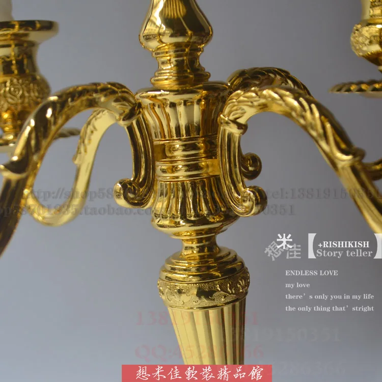

Rumidjah boutique golden candles metal five European hotel Home Furnishing wedding room Candlestick candlestick