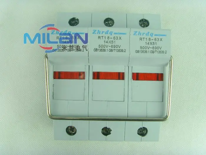 1PCS RT18-63X 3P 14*51 DIN Rail Mount Fuse Holder Base cylinder cap fuse base insurance | Fuses