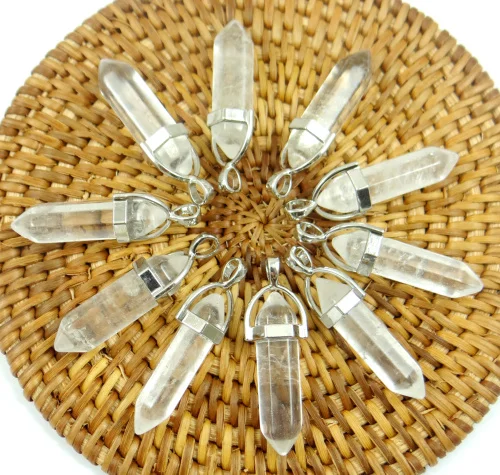 Crystal Натуральный камень, флюоритовый кварц, кристалл, бирюза, Лапис, тигровый глаз, чакра, подвеска для изготовления ювелирных изделий, ожерелье, аксессуары, 24 шт - Окраска металла: Crystal