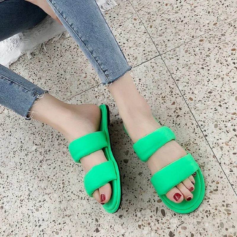 Летние женские сандалии ярких цветов Брендовые пляжные повседневные мягкие