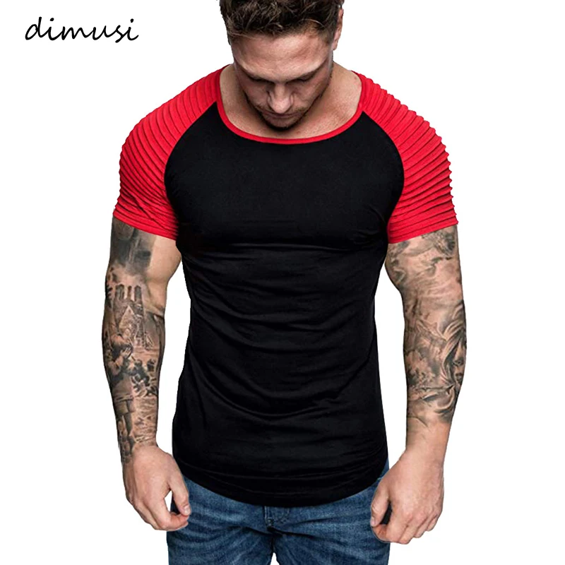 DIMUSI/летние мужские футболки модные с коротким рукавом в стиле хип хоп для