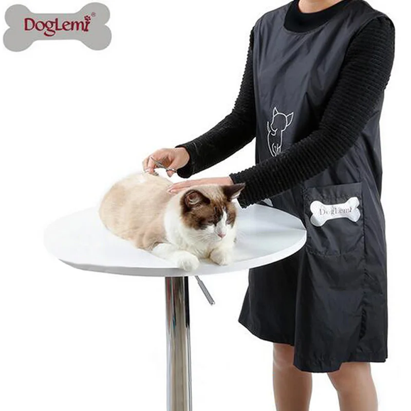 Doglemi Водонепроницаемый собака Уход за котом фартук с карманами нейлон ПЭТ черный