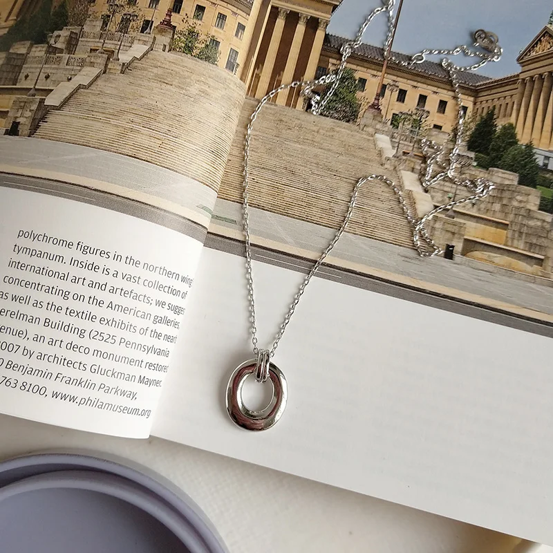 WTLTC 925 Стерлинговое серебро Овальный Круглый кулон ожерелья для женщин