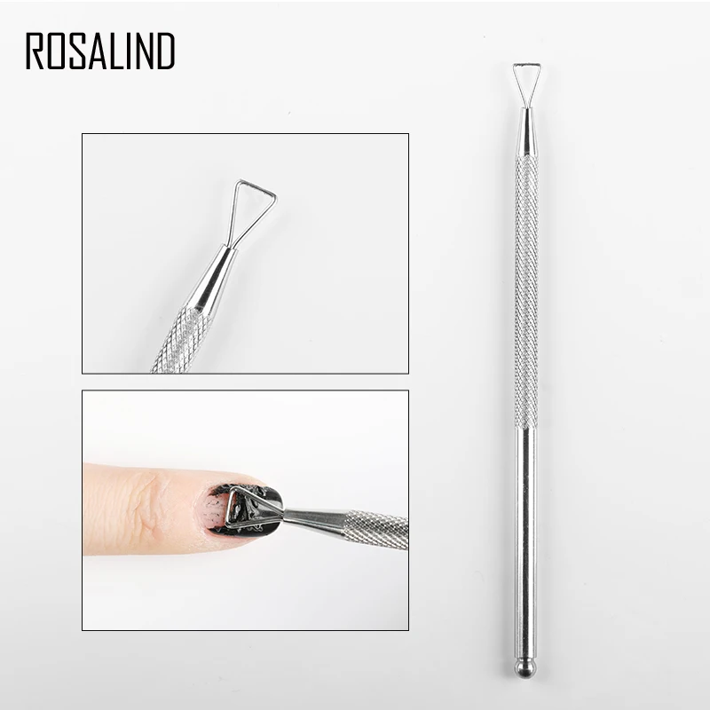 

ROSALIND Cuticle Pusher For Nail Polish Remover Gel Stainless Steel Manicure sticky layer Nail Art Tool For Gel Varnish