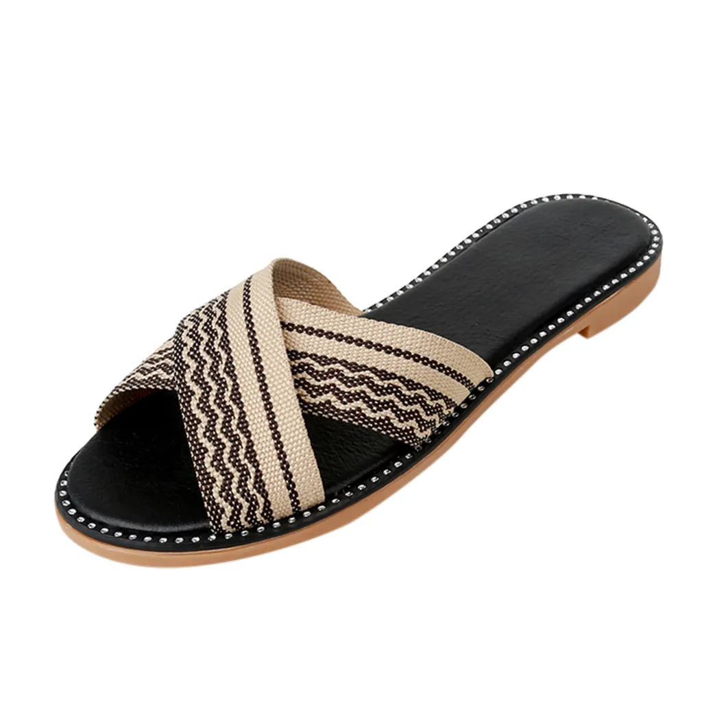 SAGACE/женские слипоны в полоску национальном стиле Пляжная обувь римском