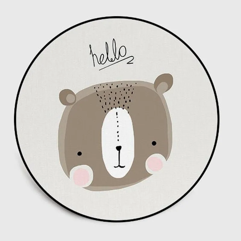 Круглый ковер с милым мультяшным медведем детский нескользящий для подъема