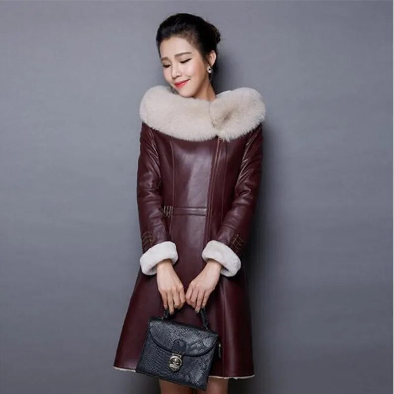 2018 New Brand Fur Coat Fashion High Quality Winter Leather Jacket Women's Long Raccoon Warm Women Parka | Женская одежда