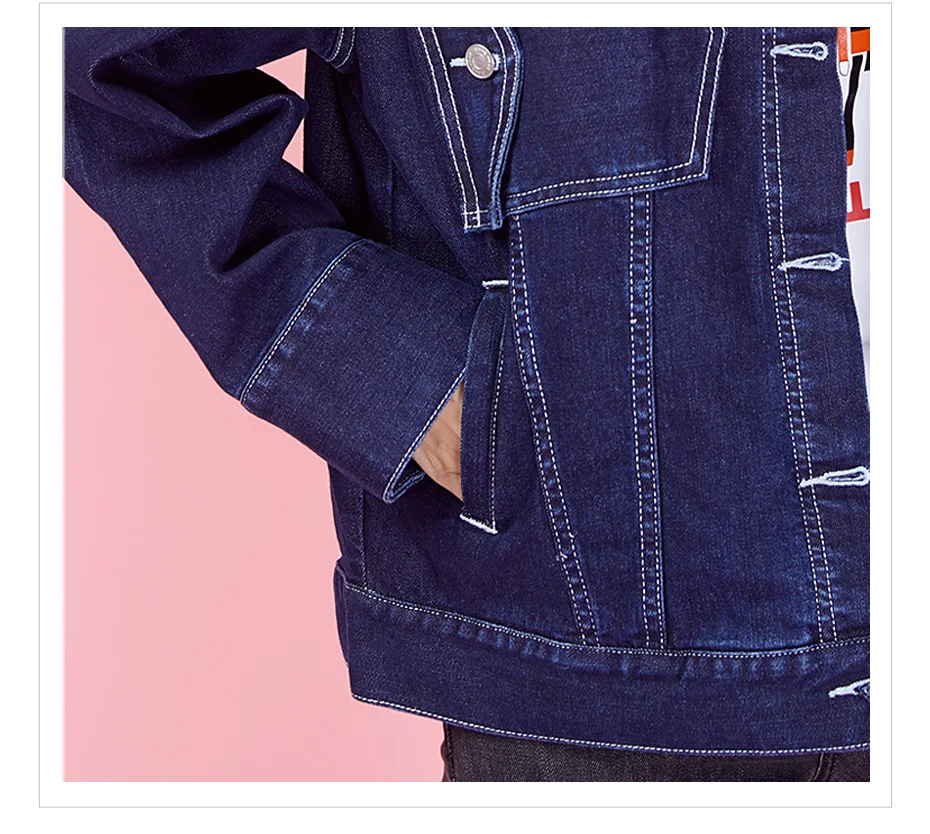 Женская джинсовая куртка LEIJIJEANS, повседневная синяя свободная куртка большого размера, с отложным воротником, рукавами полной длины простая верхняя одежда, весна-осень