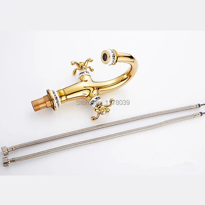 Смеситель горячей и холодной воды в европейском стиле позолоченный античный