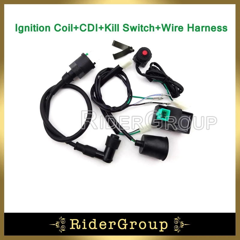Велосипедная электропроводка Pit Dirt Loom Harness Kill Switch катушка зажигания AC CDI для 50 70 90