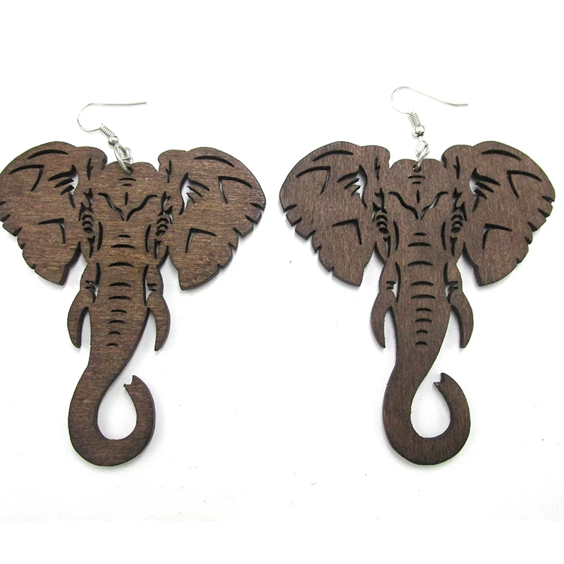 Деревянные серьги в виде слона смешиваются 4 цветах|wood scabbard|wooden earrings for womenearrings cool |
