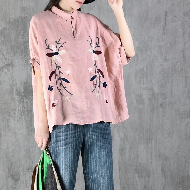 Женские топы лето 2019 блузка с вышивкой Весенняя рубашка в китайском стиле и