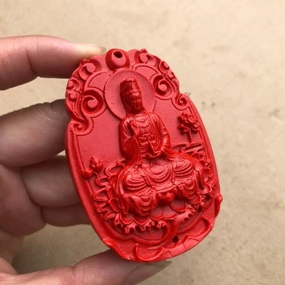 Женская подвеска резная красная веревка богиня милосердия кулон Будды на удачу