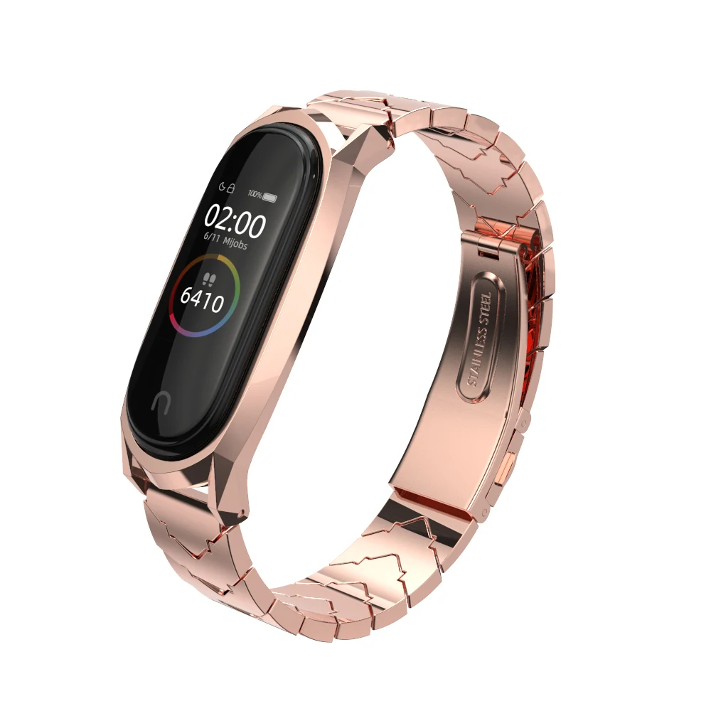 Mi jobs для mi Band 4 ремешок Смарт-часы браслет для mi Band 4 3 Xiao mi Band 4 3 браслет металлический без винтов нержавеющая сталь