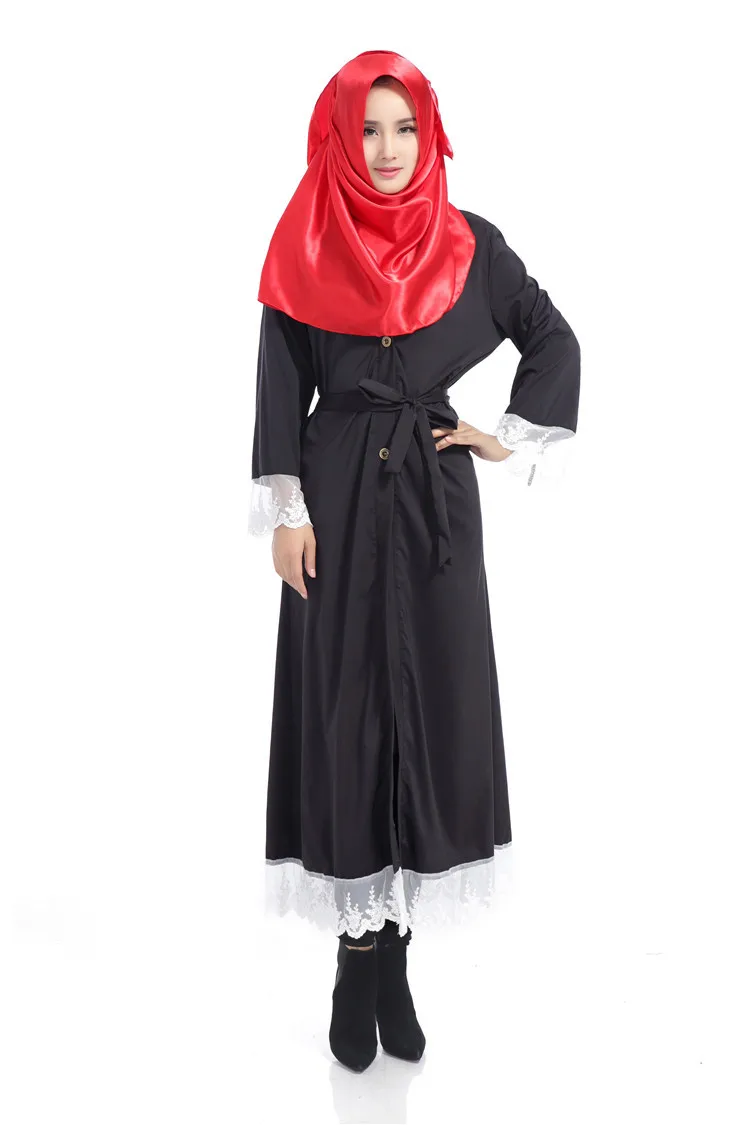 Мусульманский кружевной абайя кардиган djellaba Турецкая женская облегающая одежда