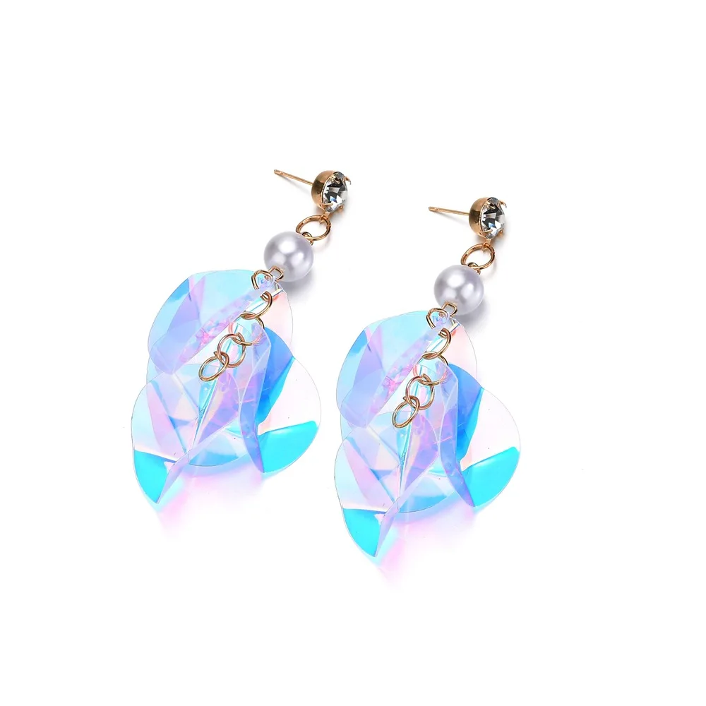 Женские серьги пусеты hyperbole модные яркие и с блестками