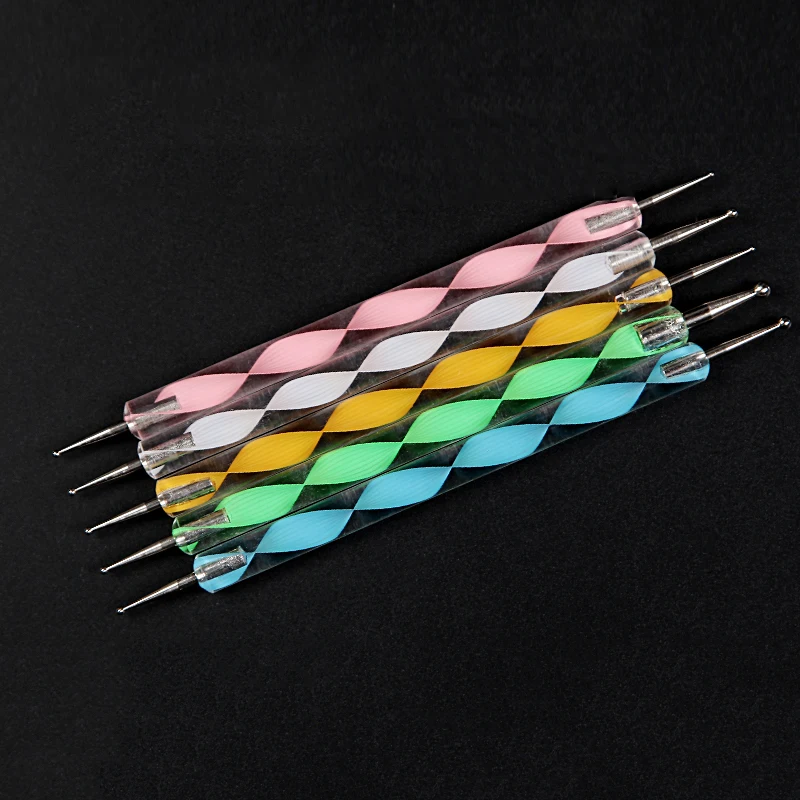 5 шт./компл. двойная Концевая ручка для ногтей художественная расцветка 2 способа