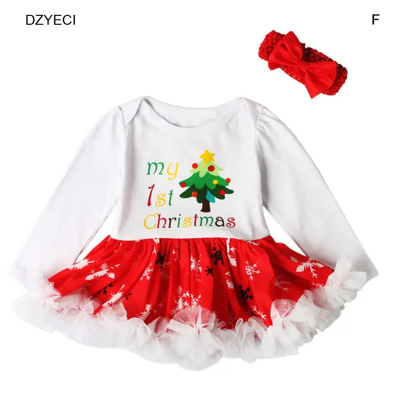 DZYECI My First Birthday Christmas For BabyGirl Bodysuit Costume Unisex New Born Headband+Dress Outfits Sunsuit Creeper 1st |