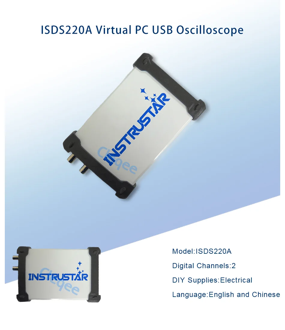 2 канала ISDS220A 2 в 1 ПК USB Виртуальный цифровой осциллограф Анализаторы спектра 60 МГц 200MSa/s
