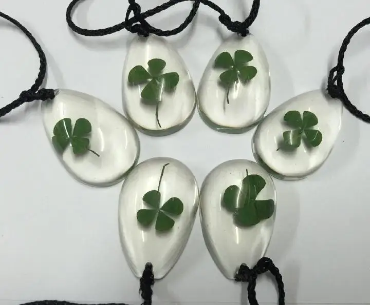 12 шт. настоящий четырехлистный клевер ювелирные изделия в форме слезы красивый