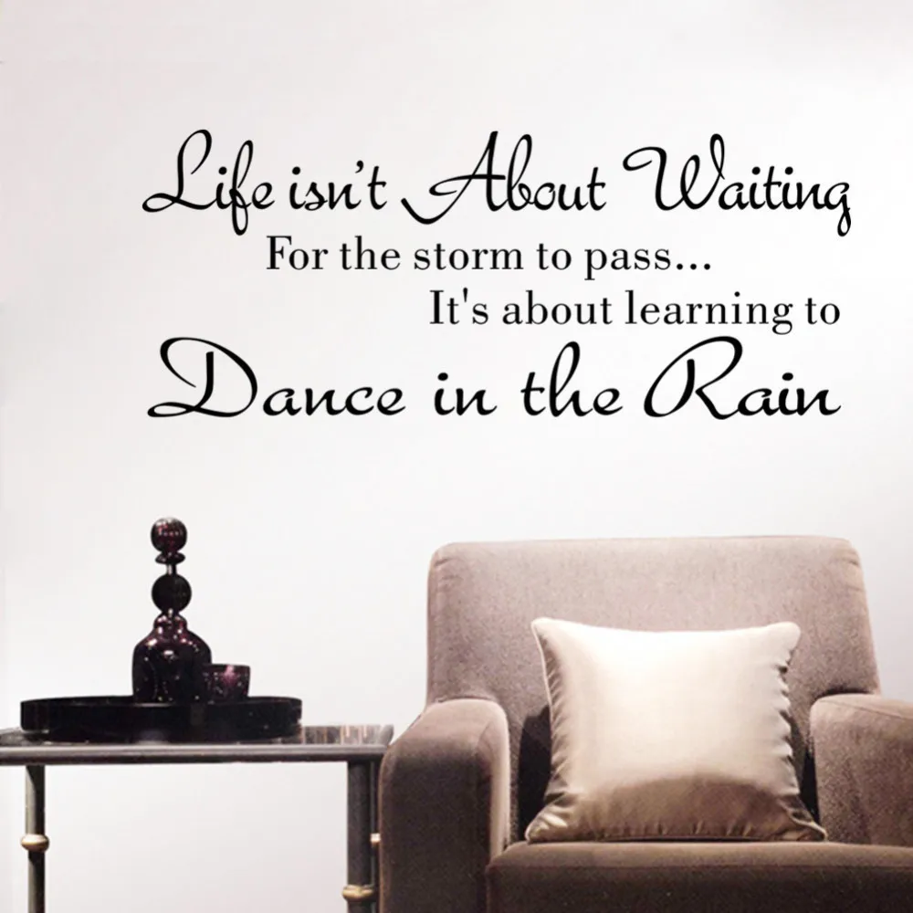 Wall stickers letter Life Isn't About Waiting Stickers Quote Dancing in rain Decal Words WallStickers wallpaper 2019 | Дом и сад